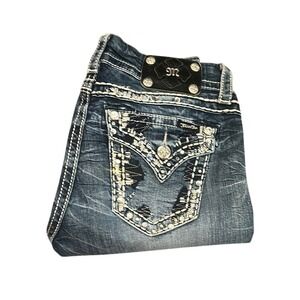 Blue Easy Skinny Jeans with Decorative Stitching